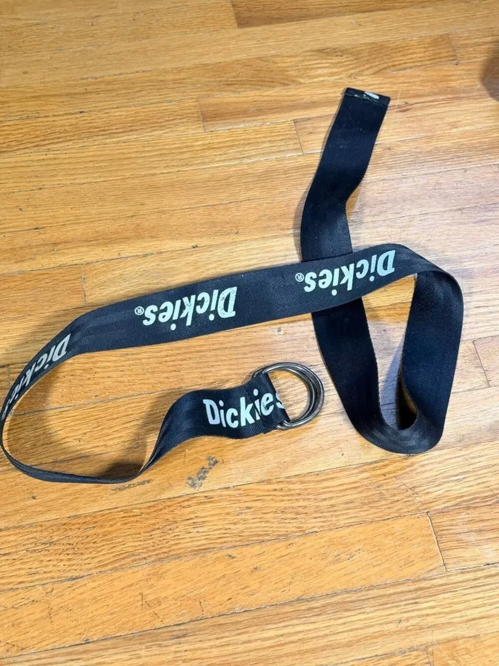 Dickies Black Web Belt Double D-Ring Buckle Logo Print Adjustable 42”